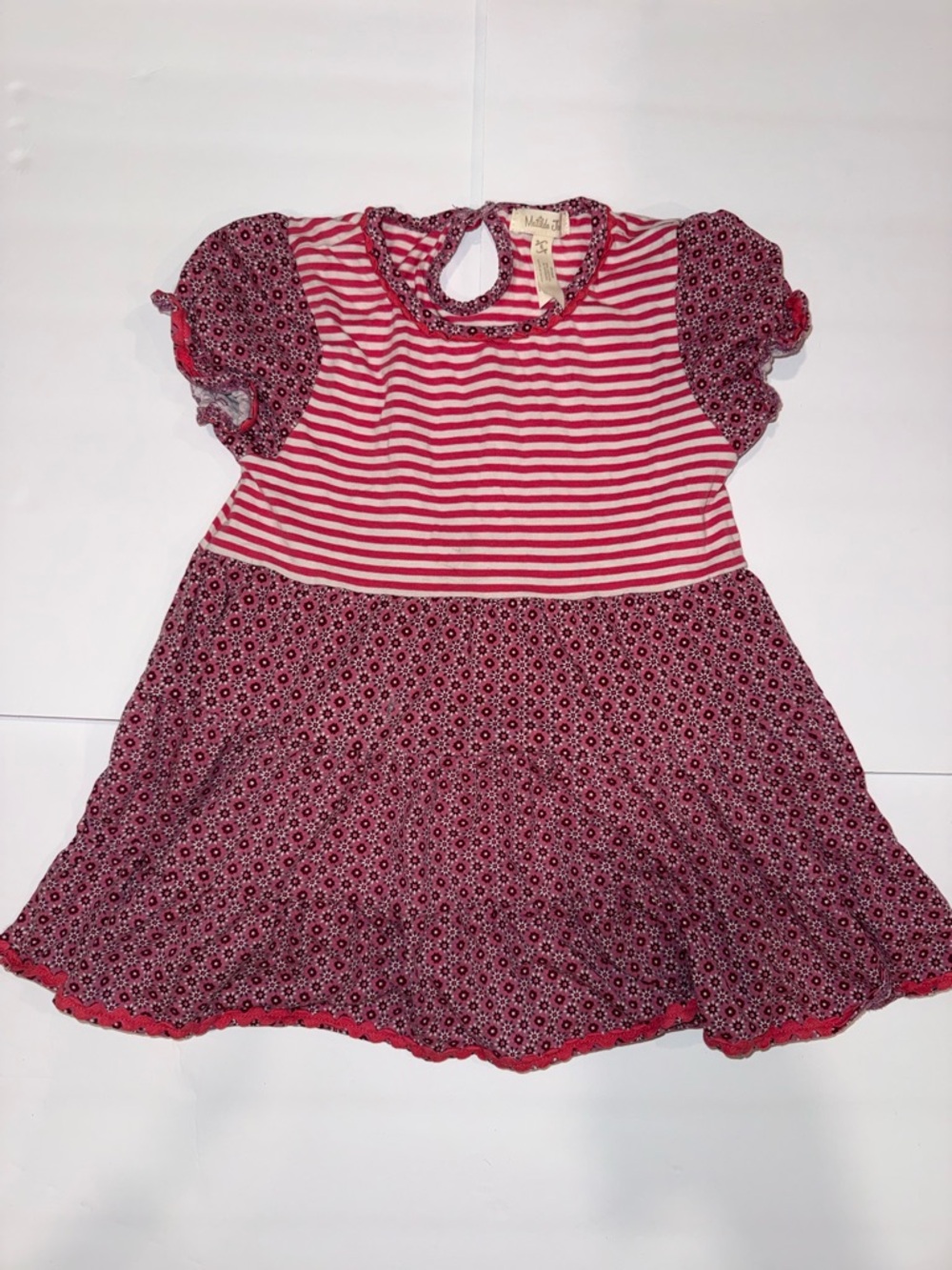 Matilda Jane Kids' Pink Striped & Floral Tiered Dress
